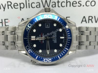High Quality Omega Replica Watches - Seamaster James Bond Watch - Blue Dial w/ Super Luminous